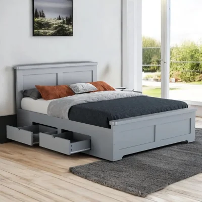 OAT Home Cromarty Wooden Storage Bed Frame, Grey / King 5ft - 150x200cm