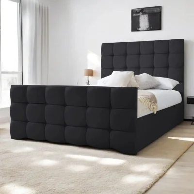 OAT Home Narberth Upholstered Bed Frame, Black Linen / Small Double 4ft - 120x190cm / Slatted Base