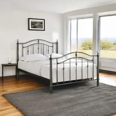 OAT Home Chiswick Chrome Metal Bed Frame, Black Chrome / King 5ft - 150x200cm