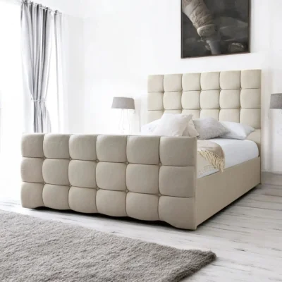OAT Home Narberth Upholstered Bed Frame, Stone Linen / Super King 6ft - 180x200cm / Slatted Base