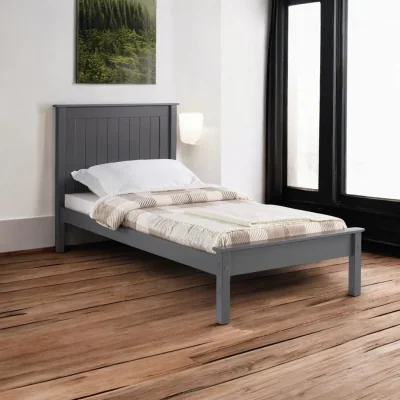 OAT Home Fortrose Wooden Bed Frame, Dark Grey / Single 3ft - 90x190cm