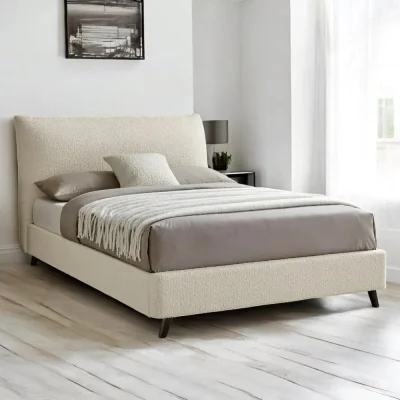 OAT Home Bunbury Boucle Upholstered Bed Frame, Ivory / Double 4ft6 - 135x190cm