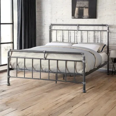 OAT Home Fulham Scaffold Metal Bed Frame, Black / Single 3ft - 90x190cm