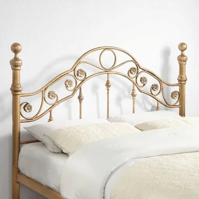 OAT Home Kensington Antique Brass Effect French Style Metal Bed Frame, Antique Brass / King 5ft - 150x200cm