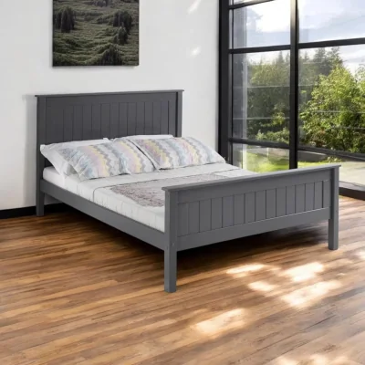 OAT Home Dornoch Wooden Bed Frame, Dark Grey / Small Double 4ft - 120x190cm