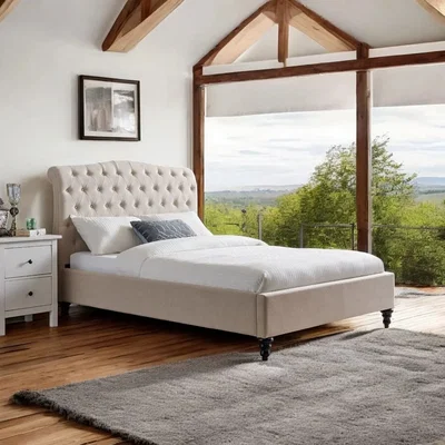 OAT Home Disley Upholstered Bed Frame, Natural / King 5ft - 150x200cm