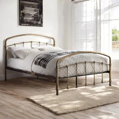 OAT Home Lambeth Metal Bed Frame, Antique Brass / Single 3ft - 90x190cm