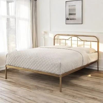 OAT Home Merton Metal Bed Frame, Antique Brass / King 5ft - 150x200cm