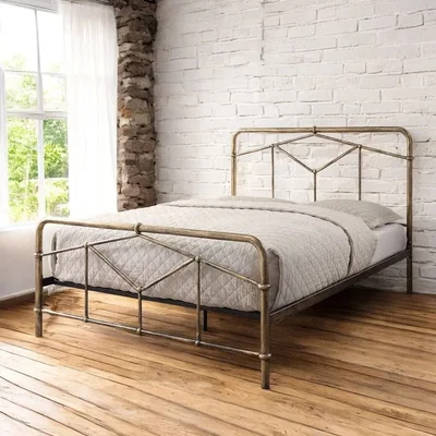 OAT Home Greenwich Metal Bed Frame, Antique Brass / King 5ft - 150x200cm