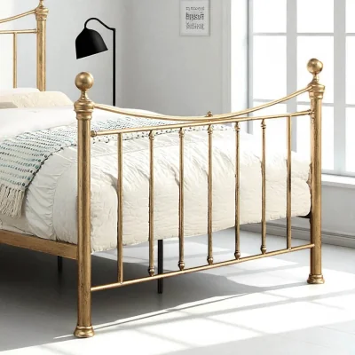 OAT Home Hampstead Antique Brass Effect Traditional Metal Bed Frame, Antique Brass / King 5ft - 150x200cm