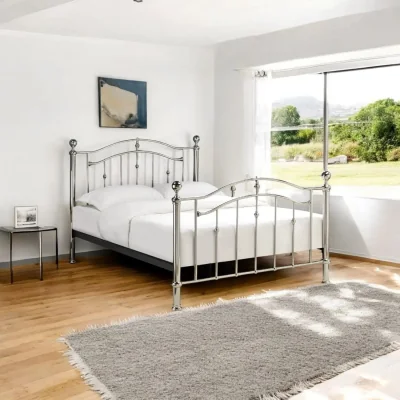 OAT Home Chiswick Chrome Metal Bed Frame, Silver Chrome / Double 4ft6 - 135x190cm