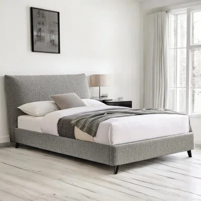 OAT Home Bunbury Boucle Upholstered Bed Frame, Grey / King 5ft - 150x200cm