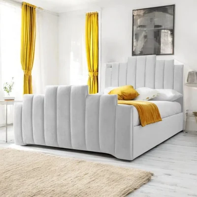 OAT Home Penarth Upholstered Bed Frame, Light Silver Velvet / Super King 6ft - 180x200cm / Slatted Base