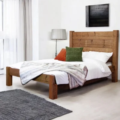 OAT Home Braemar Solid Wooden Bed Frame, Rustic Oak / King 5ft - 150x200cm