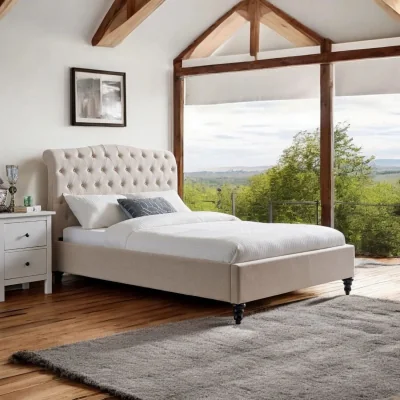 OAT Home Disley Upholstered Bed Frame, Natural / Super King 6ft - 180x200cm