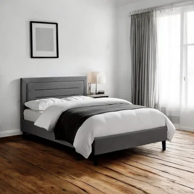 OAT Home Lymm Upholstered Bed Frame, Grey / Small Double 4ft - 120x190cm