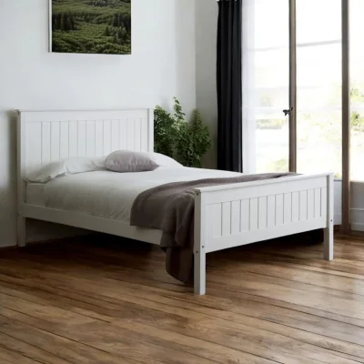 OAT Home Dornoch Wooden Bed Frame, White / Double 4ft6 - 135x190cm