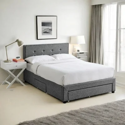 OAT Home Astbury Upholstered Storage Bed Frame, Grey / Double 4ft6 - 135x190cm