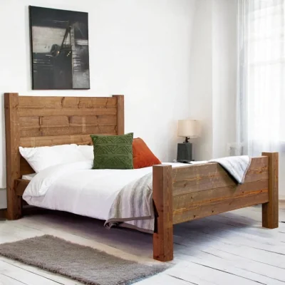 OAT Home Glencoe Solid Wooden Bed Frame, Rustic Oak / Double 4ft6 - 135x190cm
