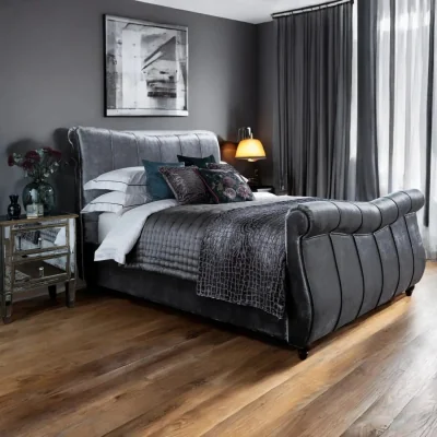 OAT Home Alderley Upholstered Bed Frame, Titanium Grey / Double 4ft6 - 135x190cm