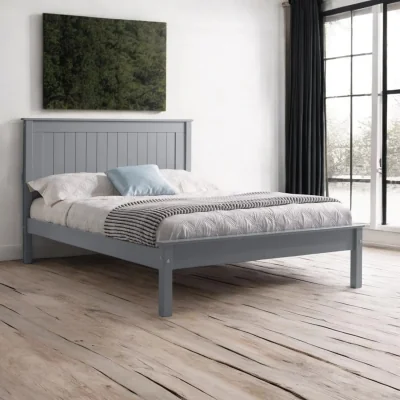 OAT Home Fortrose Wooden Bed Frame, Light Grey / King 5ft - 150x200cm