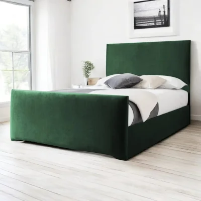 OAT Home Harlech Upholstered Bed Frame, Forest Green Velvet / Single 3ft - 90x190cm / Slatted Base