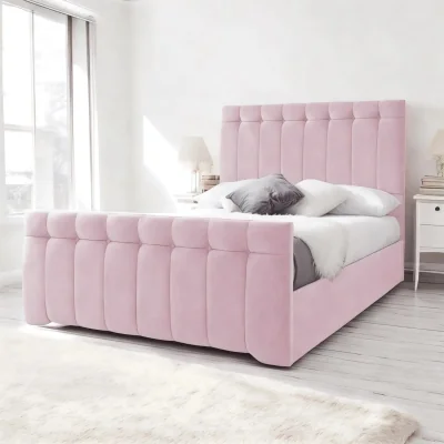 OAT Home Tenby Upholstered Bed Frame, Pink Blush Velvet / Super King 6ft - 180x200cm / Slatted Base