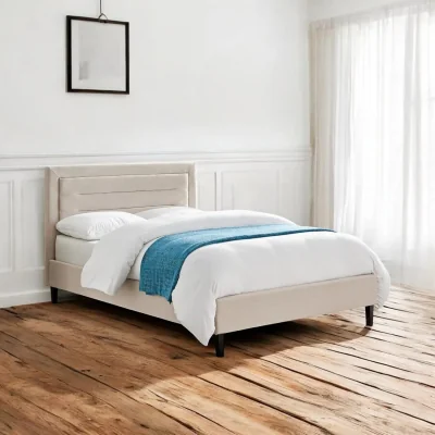 OAT Home Lymm Upholstered Bed Frame, Biscuit Beige / King 5ft - 150x200cm