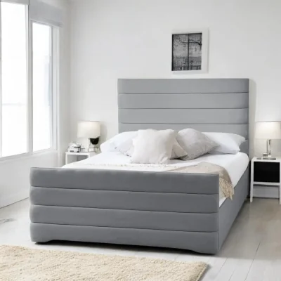 OAT Home Pembroke Upholstered Bed Frame, Light Grey Linen / King 5ft - 150x200cm / Slatted Base