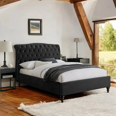 OAT Home Disley Upholstered Bed Frame, Black / Super King 6ft - 180x200cm