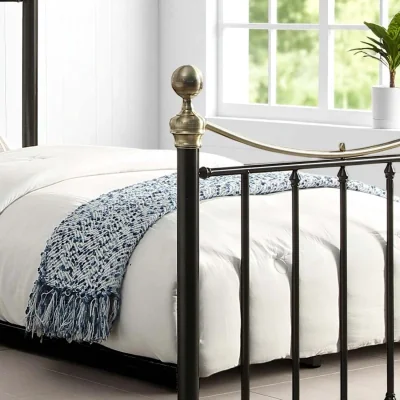 OAT Home Hampstead Traditional Metal Bed Frame, Black / Small Double 4ft - 120x190cm