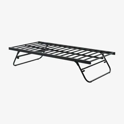 OAT Home Hampstead Traditional Single Metal Bed Frame with Guest Trundle, Black / Single 3ft - 90x190cm