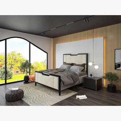 The Range Carlo Metal Line Bed - Plush Velvet Fabric - Emerald / Single