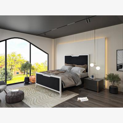 The Range Bordeaux Metal Bed Frame Boucle Fabric - Truffle / Double