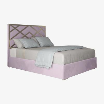The Range George Upholstered Velvet Metal Bed Frame - Pink / King