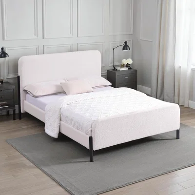The Range Thetford Boucle Fabric Bed Frame - Ivory / King