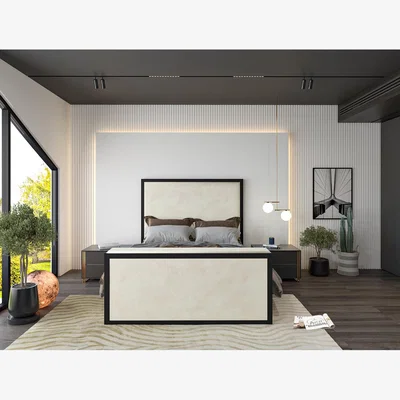 The Range Ivy Metal TV Bed - Plush Velvet Fabric - Burnt Orange / Superking