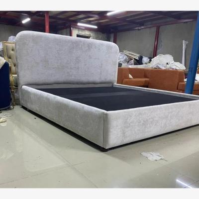 The Range Curved Lucian Bed Boucle Teddy Fabric  - Mink / Double