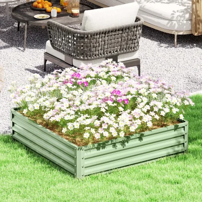 The Range Outsunny Raised Garden Bed Box with Weatherized Steel - green