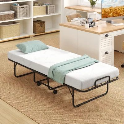 The Range Folding Bed Frame with Mattress - White