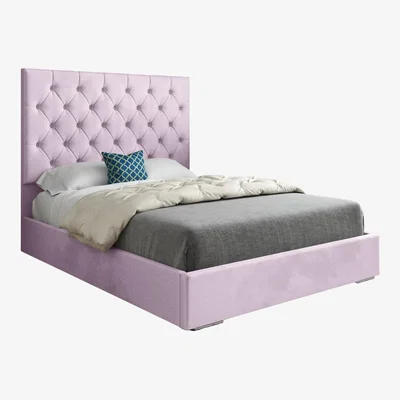 The Range Castle Soft Velvet Upholstered Bed Frame - Pink / Small Single