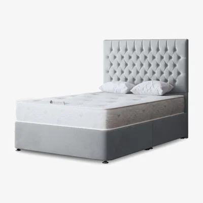The Range Seraphine Chesterfield Divan Bed with 4 Drawers - Silver / Double