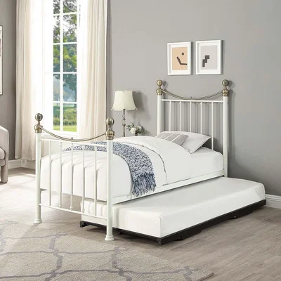 The Range Hampstead Traditional Metal Single Bed and Guest Trundle - White