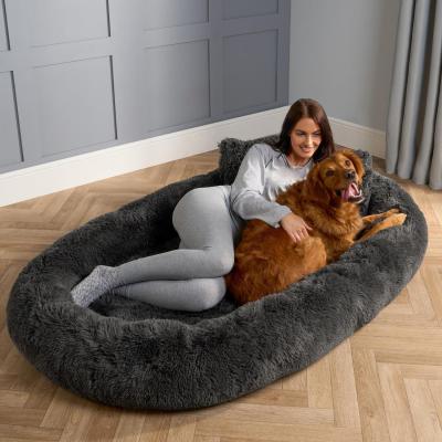 The Range Human Sized Fluffy Dog Bed - Charcoal
