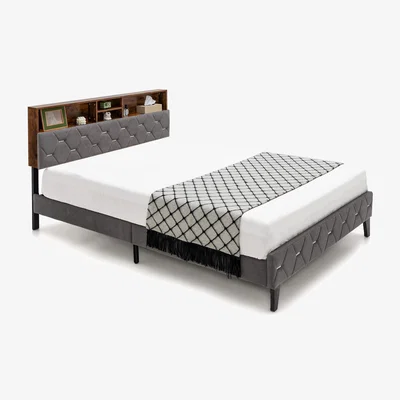 The Range King Size Upholstered Platform Bed - Grey