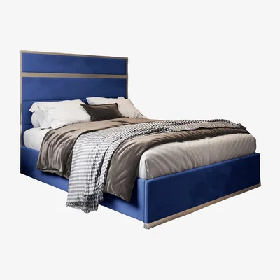 The Range Comfyzone Soft Velvet Upholstered Metal Bed Frame - Blue / King