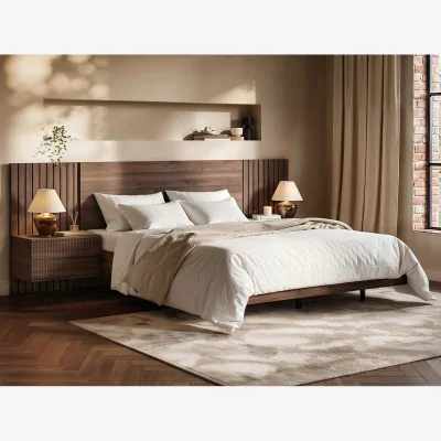 The Range Tatum Bed with Bedside Tables - Walnut / Double