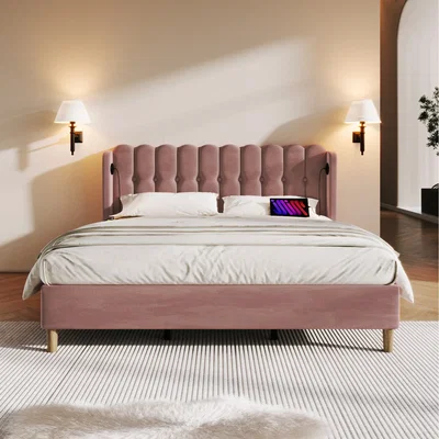 The Range Wooden Slatted Bed Frame - Pink / Double