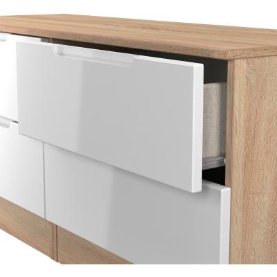 The Range Milan Ready Assembled 4 Drawer Bed Box - White Gloss & Bardolino Oak