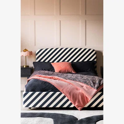 Rockett St George The Jagger Bed in Studio Stripe Velvet Sand & Black - Available in 2 Sizes